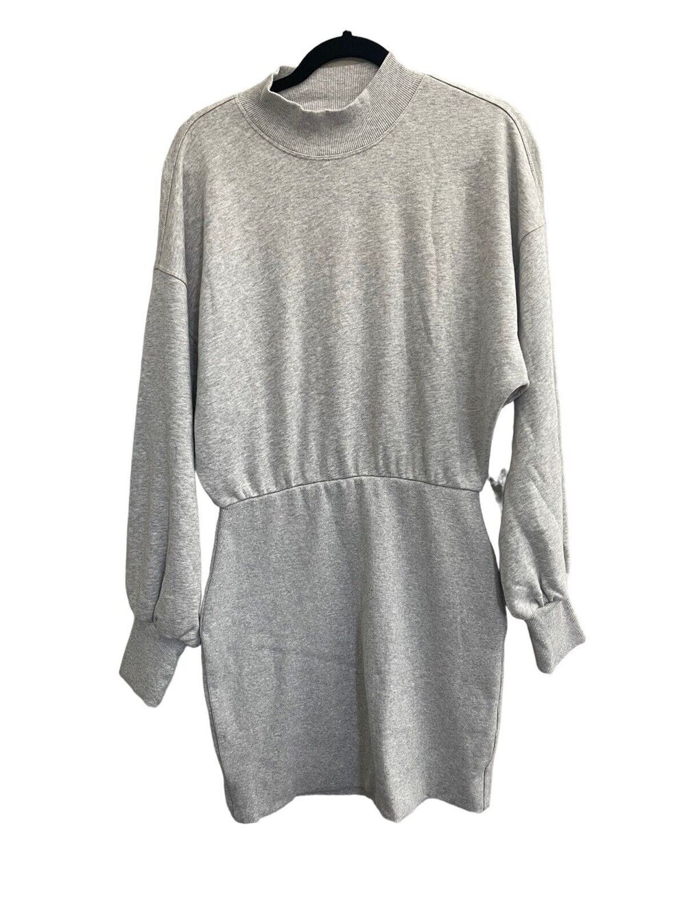 SPIRITUAL GANGSTER Small Gray Sweatshirt Dress Balloon Sleeve NEW HTF #7139